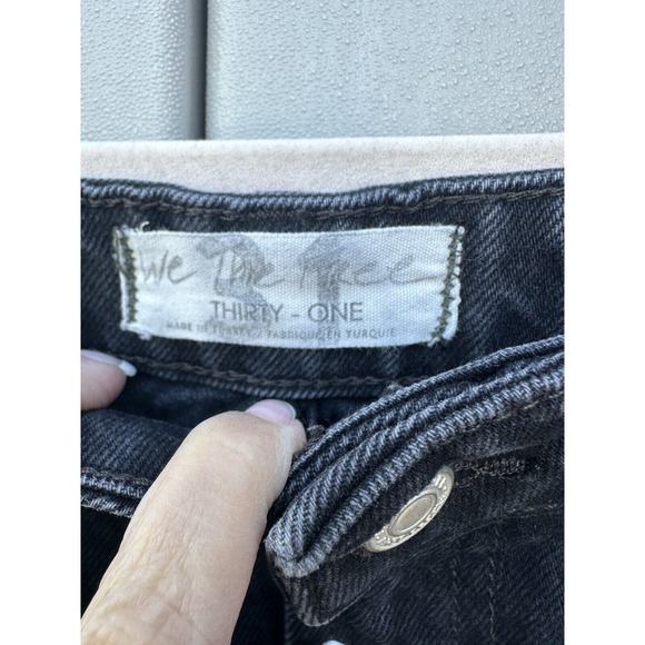 We the Free Lucia Ankle Crop Black Jeans Straight High Rise Button Fly Sz 31 - Picture 4 of 12
